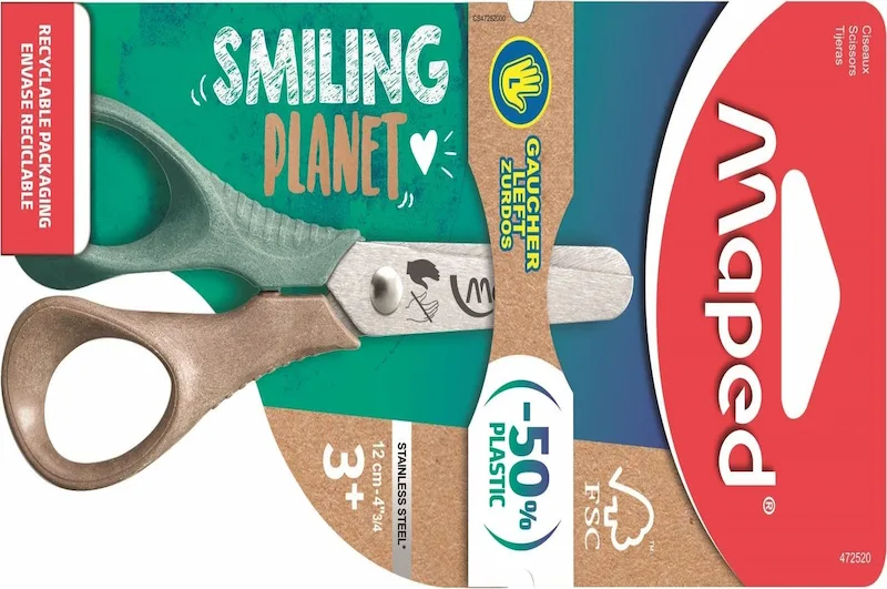 Venstrehåndssaks for børn fra Maped Smilling Planet